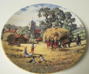 VINTAGE-COLLECTIBLE PLATE-DANBURY MINT-THE FARM YEAR-HAY-MAKING-MICHAEL HERRING - Picture 1 of 2