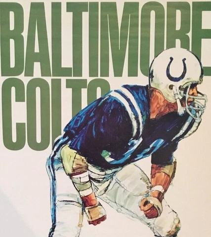 BALTIMORE COLTS Original 1968 NFL 24x36 POSTER VERY RARE UNUSED NEW IN PLASTIC! Cover