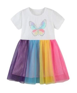 Little Girls' Toddler Kids Summer Cotton Tutu Casual Dress3TWhite Butterfly - Picture 1 of 9