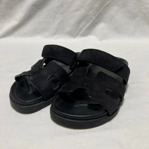 Hermes Chypre H Logo Chypre Flat Sandals Mules Pumps Shoes Women EU 36 Black - Picture 1 of 15