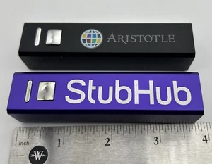 Set Of 2 Power Banks Logo StubHub & Aristotle Both Work Great 5v In 5v Out - Picture 1 of 7