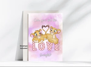 Personalised Valentines Day Card, Birthday Card, With Envelope Lion King - Picture 1 of 1