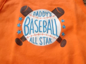 JUMPING BEANS boy's NWT sz 24M orange DADDY'S BASEBALL ALL STAR cotton bodysuit - Picture 1 of 5