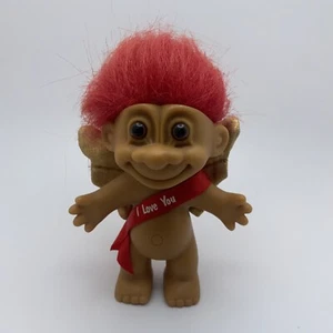 Muñeca Russ Troll 5" Cupido San Valentín pelo rojo alas de ángel vintage años 90 vacaciones - Imagen 1 de 4