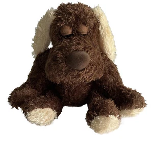 Dan Dee Stuffed Plush Dog Brown Collectors Choice Puppy Closed Eyes Sitting 10" - Picture 1 of 11