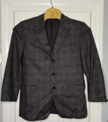 Blazer Abrigo Deportivo Zegna Para Hombres Tres Botones Gris A Cuadros 54R Lana Angora Foto 1 de 4