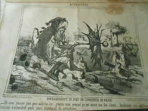 Caricature Litho 1853 - Bombardement du port de l'empereur de Maroc - Foto 1 di 1