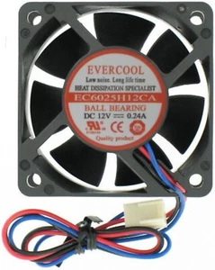 Evercool 60mm x 25mm 12V EC6025H12CA Computergehäuse Kugellager 3-Pin Lüfter - Bild 1 von 1