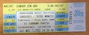 Boleto de concierto Subdudes usado recinto ferial parroquial de St. Tammy Covington LA 7/11/1992 - Imagen 1 de 3