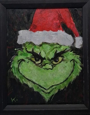 Pintura Original de Navidad El Grinch Arte Popular Arte Thayer ÚNICO EN SU CLASE No es una impresión Foto 1 de 4