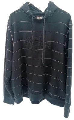 Lacoste Sport Hoodie Sweatshirt Mens 9 Black Striped Crocodile Embroidered Golf - Image 1 of 4