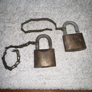 2 Locks with Chain - no keys!! Heavy Duty Brass & Steel Construction - Picture 1 of 10