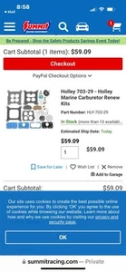 Holley 703-2 Renew Kit for Marine Carburetors: 4150/4150C - Picture 1 of 7