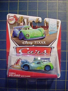 DISNEY PIXAR CARS CARLA VELOSO WITH FLAMES! ALLINOL BLOWOUT 1/9 NIP WITH STICKER - Picture 1 of 5