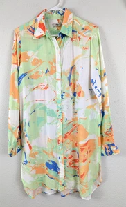 Maaji sz M Comet Mandy Swimsuit Cover Up tunic shirt colorful buttons ls 1172 - Picture 1 of 6