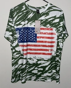 Emery Rose American Flag Camo Green S/S Tee Stretch T-Shirt Women’s Size Large L - Bild 1 von 2