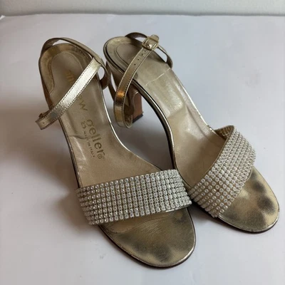 ANDREW GELLER Gold WOmen's Strappy High Heel 6m - Image 1 of 4