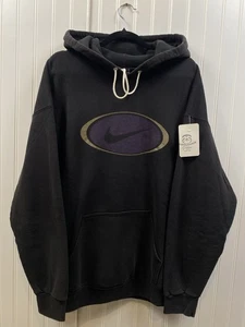Vintage 90s Nike Swoosh Oval Graphic Hoodie Men’s Large Black Heavyweight - Bild 1 von 6