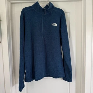 The North Face 1/2 Zip Fleece Jacket Men Size L Blue Standard Fit Pull Over -NWT - Picture 1 of 6