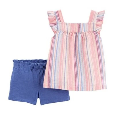 Camiseta sin mangas y conjunto corto Carter's para niñas pequeñas 2 piezas a rayas talla 2T $24 Foto 1 de 2