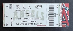Boleto 2023 San Francisco Giants vs Los Angeles Angels 8/8/23 - ¡¡Como nuevo!!! - Imagen 1 de 1