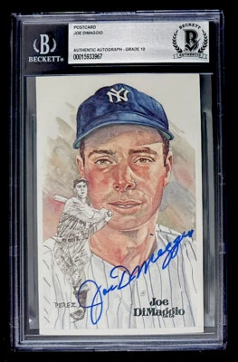 JOE DIMAGGIO GEM 10 Autographed Perez-Steele Postcard Yankees BAS Slabbed Signed - Image 1 of 4