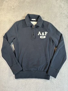 Abercrombie Fitch Muscle Sweater Mens Medium Blue 1/4 Zip Surfer Skater Beach - Picture 1 of 11