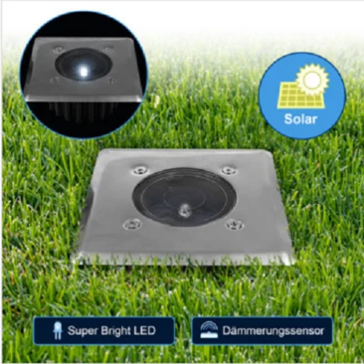 LED Solar Bodeneinbauleuchte Solarleuchte Bodenstrahler mit Edelstahlabdeckung - Bild 1 von 4