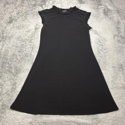 Mini Vestido Nicole Miller Grande Negro Sin Mangas Volantes Hecho en EE. UU. Foto 1 de 4