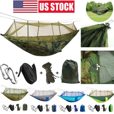 Tienda hamaca portátil para camping doble persona 660 lb con mosquitera cama colgante Foto 1 de 4