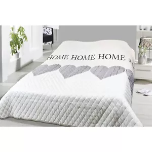 Tagesdecke Bettüberwurf weiß grau gesteppt Steppdecke Wohndecke Sofaüberwurf - Bild 1 von 9