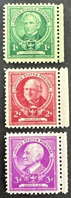 US 1940 Scott #869-871 Set of 3 MNH OG  American Educators - Image 1 of 2