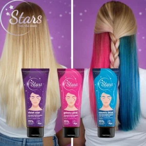 Stars Temporary Hair Colour Conditioner Pink Violet Blue 4-10 Wash 50ml OnlyBio - Picture 1 of 9