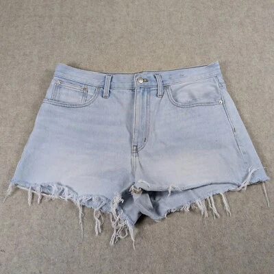 Pantalones Cortos de Denim Relajados Madewell Para Mujer 29 Azul Claro Lavado Denim Tiro Alto Corte Foto 1 de 4
