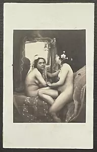 Louis-Camille D'Olivier : Female Nude Lovers : RARE 1850s Salt Print CDV Photo - Picture 1 of 3