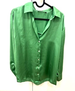 Zara green Satin shirt Size S - Picture 1 of 3