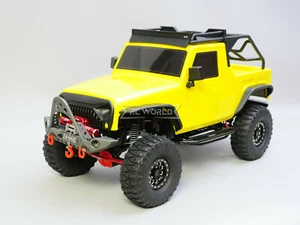 For Axial SCX-10 TRUCK Top Less Body Shell 2 Door -YELLOW- -FINISHED- 313mm - Picture 1 of 12