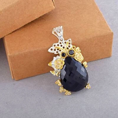 Ciondolo onice argento nero 925 pietre preziose gioielli regalo sterling per ... - Immagine 1 di 4