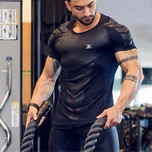 2024 Compression Quick dry T-shirt Men Running Sport Skinny Short Tee Shirt Male - Picture 1 of 9