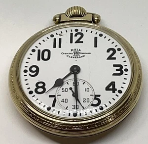BALL 999B POCKET WATCH 6 Positions 21 Jewels RR Grade 6 Positions Runs - Picture 1 of 24