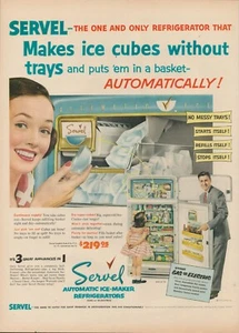 Servel 1953 refrigerador congelador aparato anuncio impreso vintage cocina cubitos de hielo EE. UU. - Imagen 1 de 9