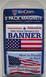 ONE (1) SET OF TWO (2) STAR-SPANGLED BANNER 2-INCH x 3-INCH REFRIGERATOR MAGNETS - Picture 1 of 2