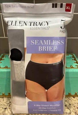 ELLEN TRACY Women’s Sz XL (8) 41”-42” Hip 5 Pk SEAMLESS BRIEF Full Coverage NEW - Image 1 of 4