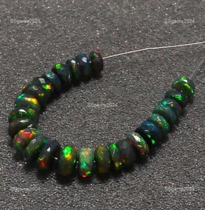 Rondelle Faceted Loose Beads 10 Piece Strand 2-3 mm Multicolor Ethiopian Opal - Picture 1 of 4