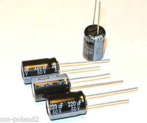 220uF 50V 105' Low ESR 30mOhm FR Panasonic 10x16 EEUFR1H221 Cap.  [QTY=4pcs] - Foto 1 di 3