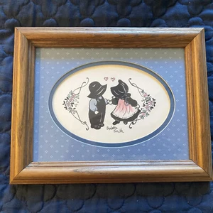 Paulette B. Smith Signed Folk Little Boy And Girl Holding Hand Painting - Picture 1 of 9