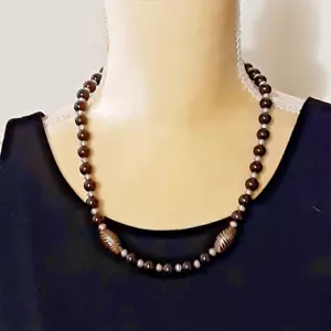 Cuentas naturales rosa imitación perlas collar cierre palanca 16" - Imagen 1 de 3