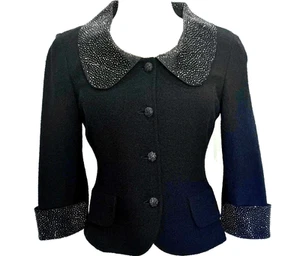 Gorgeous St John Jacket black with black paillettes princess line NWOT size 6 - Picture 1 of 5