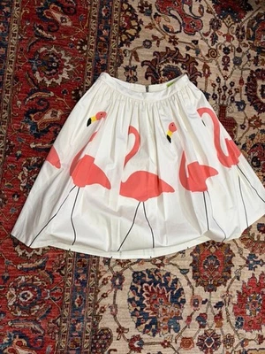 Falda Alice + Olivia Hale Midi Estampado Flamenco Rosa Blanco Pájaro Animal Midi 10 Foto 1 de 4