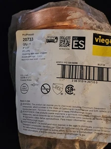Viega 20733 3in ProPress Coupling Copper 3” x 3” P1 X P2 - Picture 1 of 4